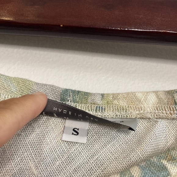 Bryn Walker Skirt Womens Small Gray Tan Floral Linen Knee Length Ruffle Trim - Picture 9 of 10